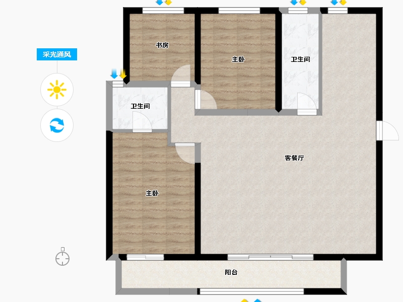 山西省-忻州市-御龙庭-109.98-户型库-采光通风