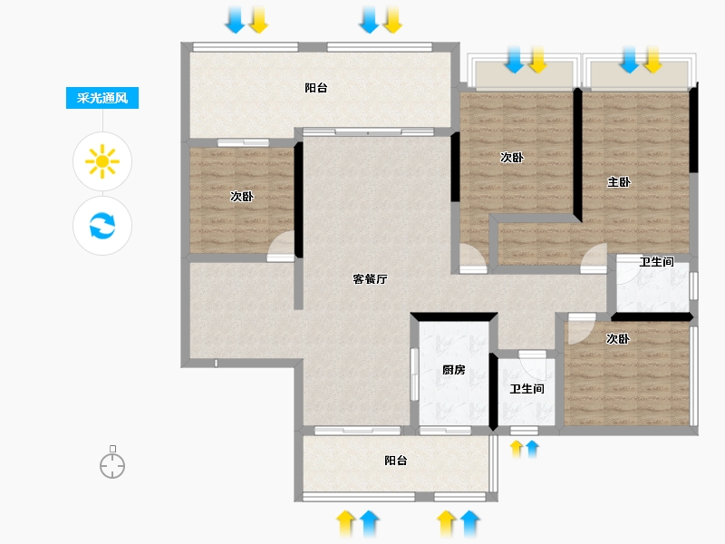 贵州省-六盘水市-九方城市公园-140.37-户型库-采光通风