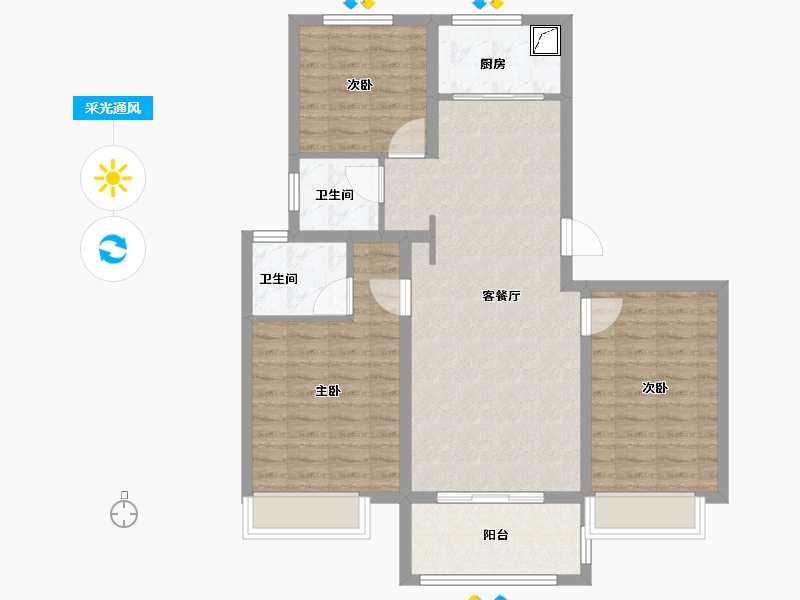 山西省-临汾市-汾河上园-92.00-户型库-采光通风