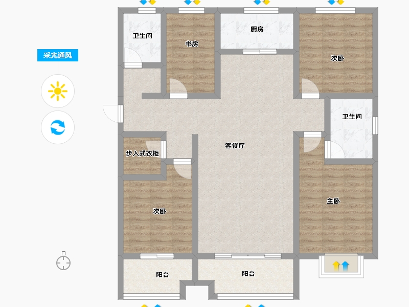 山西省-运城市-尚德华府-120.52-户型库-采光通风