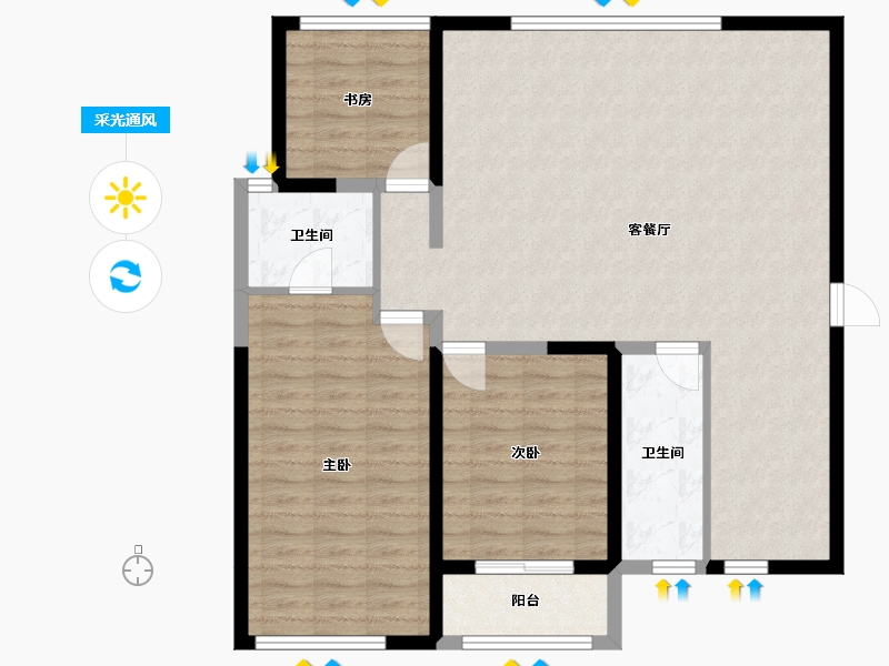 山西省-忻州市-御龙庭-107.14-户型库-采光通风