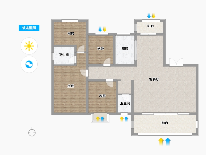 山西省-临汾市-汾河上园-135.21-户型库-采光通风