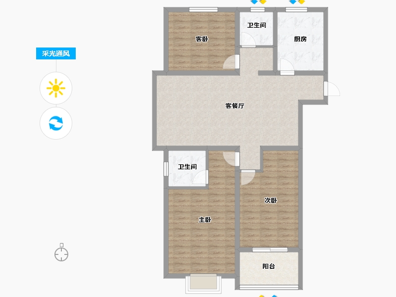 山西省-忻州市-滨河花园-109.02-户型库-采光通风