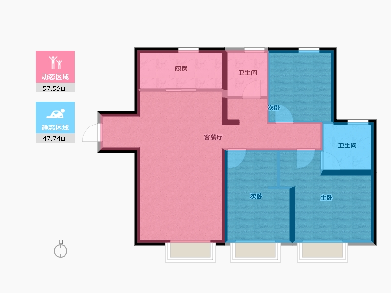 新疆维吾尔自治区-乌鲁木齐市-乌鲁木齐建业世和府-94.93-户型库-动静分区