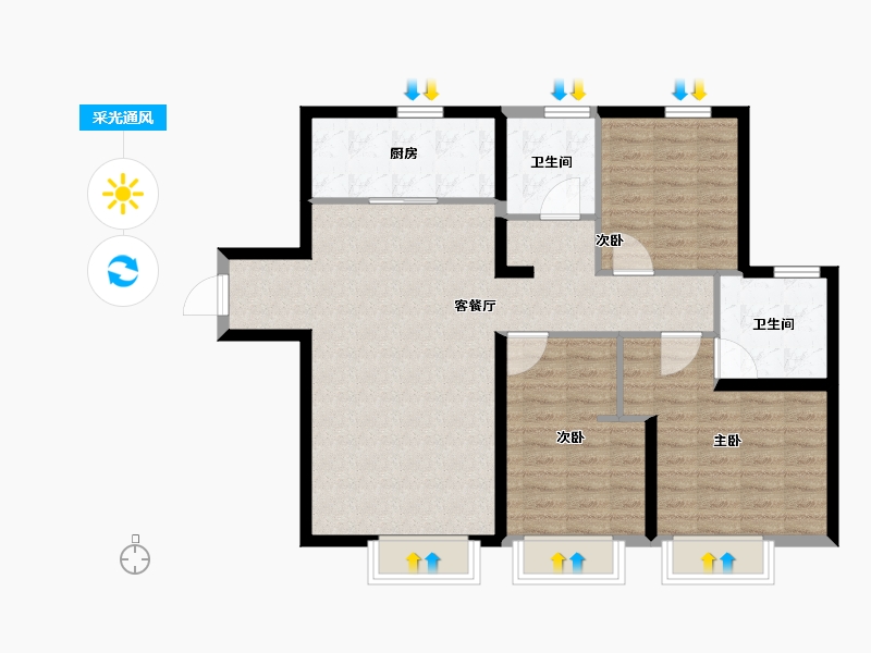 新疆维吾尔自治区-乌鲁木齐市-乌鲁木齐建业世和府-94.93-户型库-采光通风