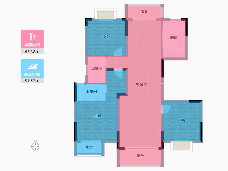 湖北省-宜昌市-万科理想城-107.20-户型库-动静分区