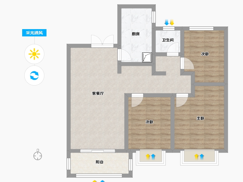 陕西省-咸阳市-城市之光-80.01-户型库-采光通风