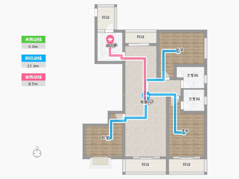 山西省-忻州市-滨河花园-116.80-户型库-动静线