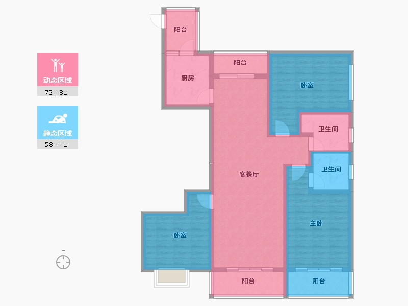 山西省-忻州市-滨河花园-116.80-户型库-动静分区