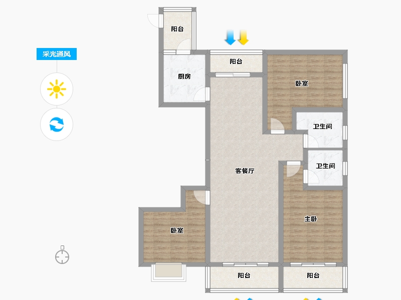 山西省-忻州市-滨河花园-116.80-户型库-采光通风