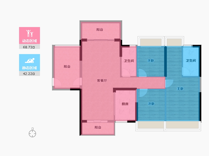 广东省-江门市-越秀•星汇名庭-99.85-户型库-动静分区