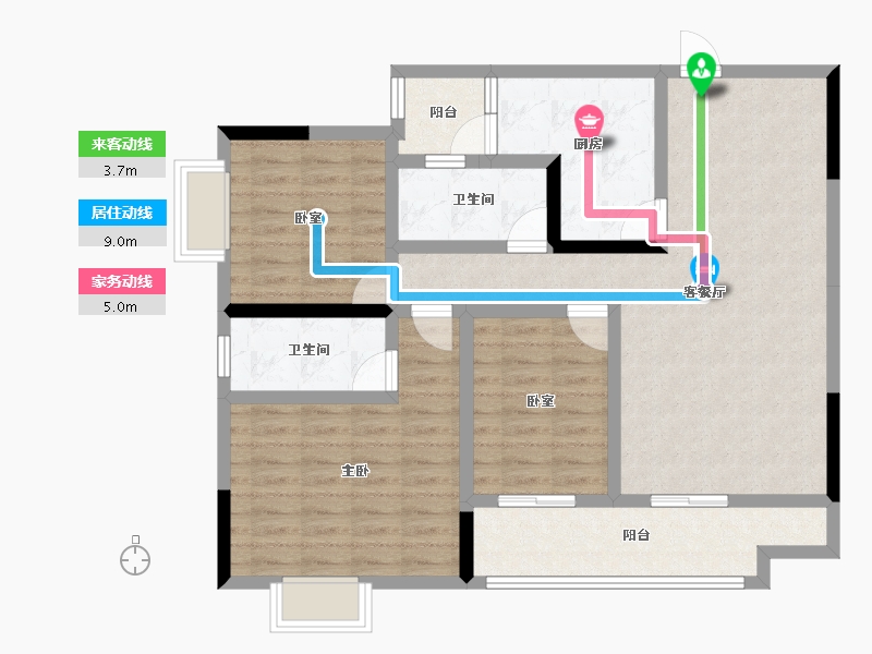 贵州省-六盘水市-碧辉·祥和人家-98.75-户型库-动静线