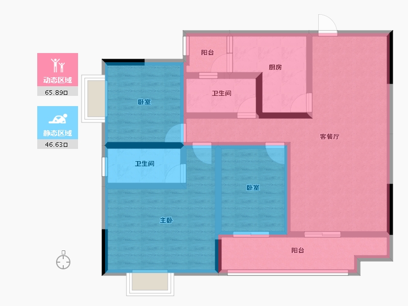 贵州省-六盘水市-碧辉·祥和人家-98.75-户型库-动静分区