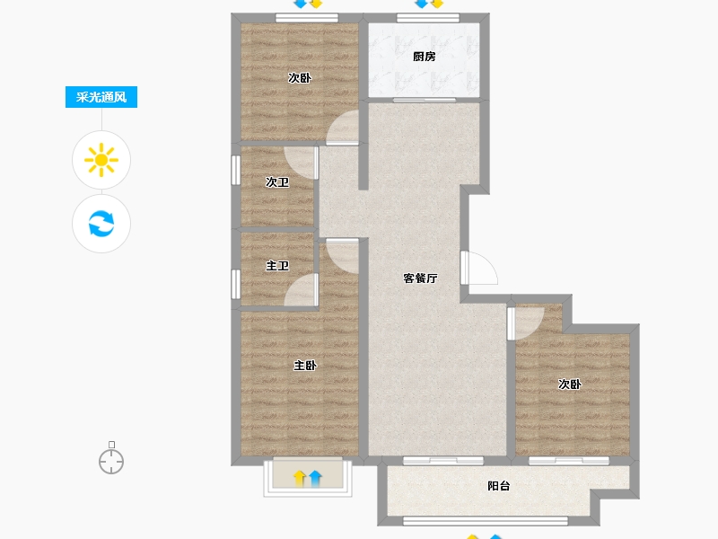 河北省-廊坊市-映园春晓-94.12-户型库-采光通风