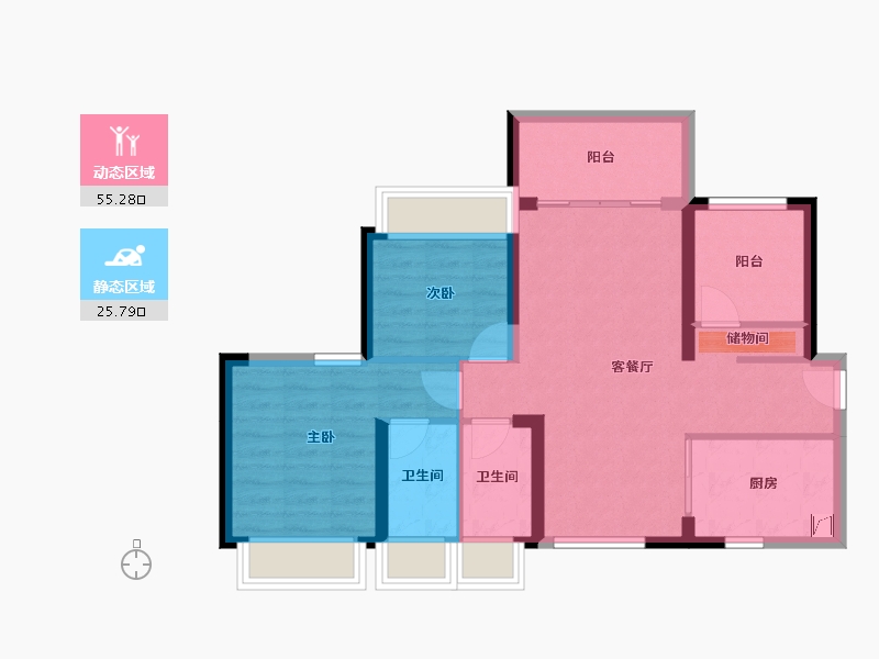 广东省-江门市-越秀•星汇名庭-71.69-户型库-动静分区