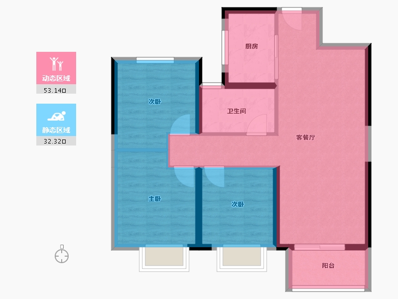 湖北省-宜昌市-万科理想城-76.58-户型库-动静分区