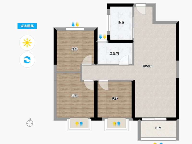 湖北省-宜昌市-万科理想城-76.58-户型库-采光通风