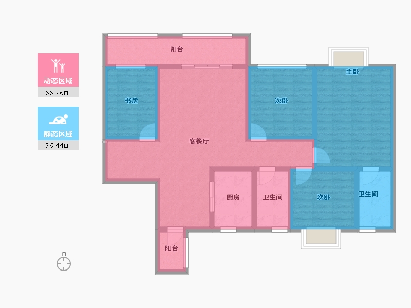 贵州省-六盘水市-碧辉·祥和人家-108.77-户型库-动静分区