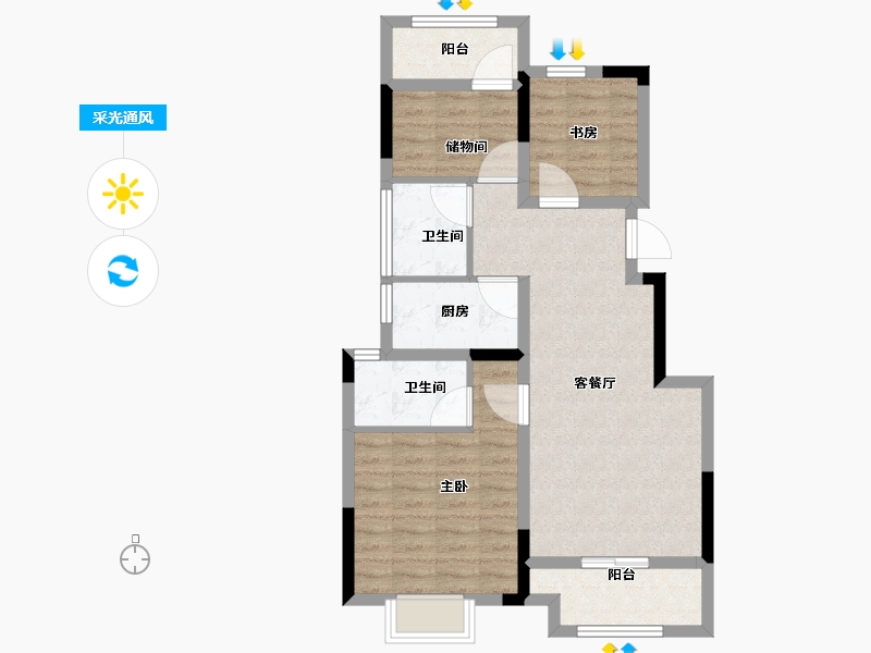 浙江省-湖州市-金成祥新嘉境府-73.42-户型库-采光通风