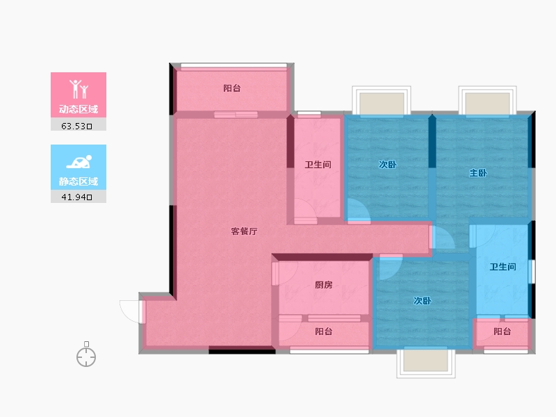 贵州省-六盘水市-碧辉·祥和人家-91.75-户型库-动静分区