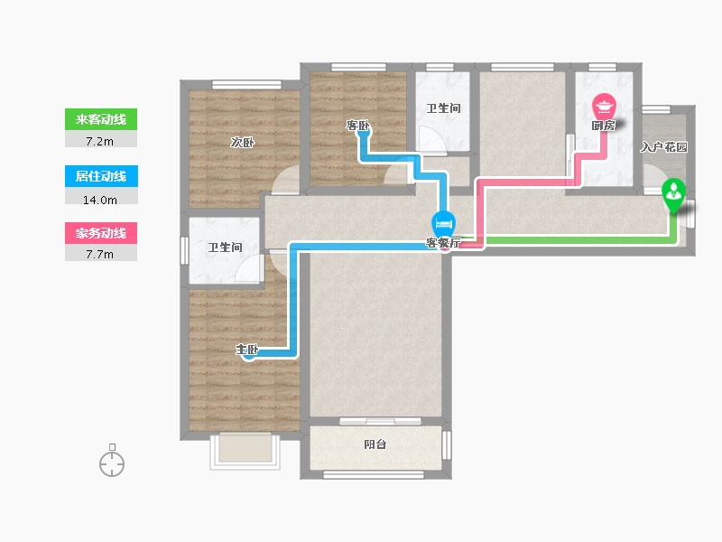 山西省-忻州市-滨河花园-100.54-户型库-动静线