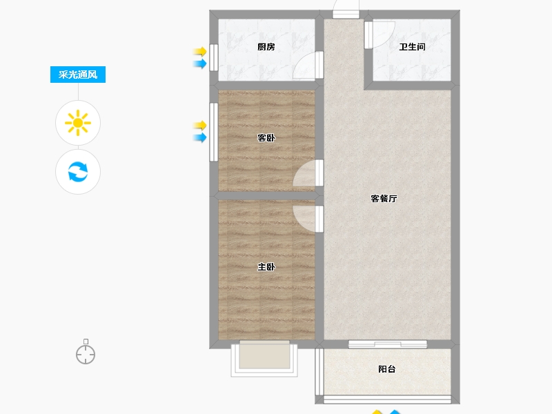 山西省-忻州市-滨河花园-67.51-户型库-采光通风