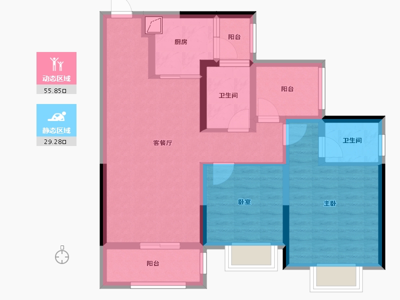 广东省-江门市-朗基香醍湾-74.31-户型库-动静分区