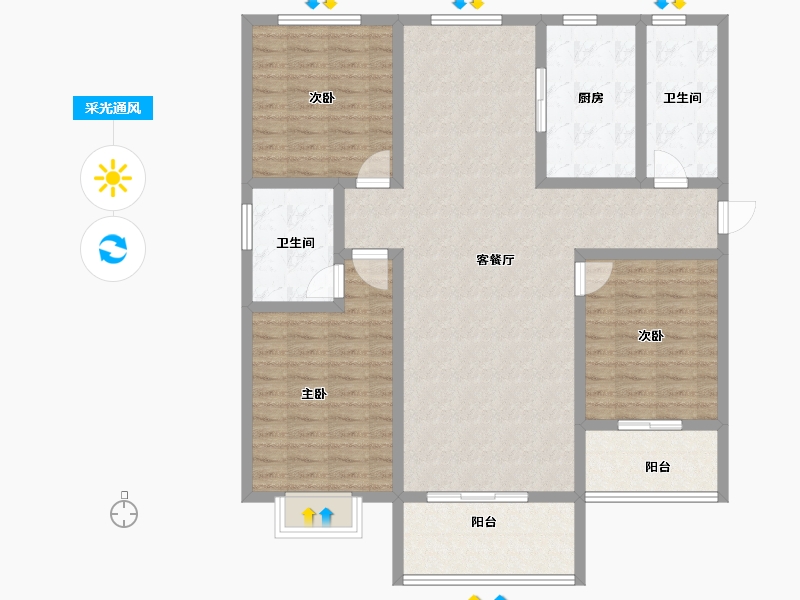 山西省-运城市-尚德华府-120.99-户型库-采光通风