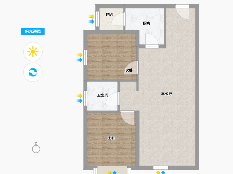 新疆维吾尔自治区-乌鲁木齐市-海大蔚蓝天宸二期-70.17-户型库-采光通风