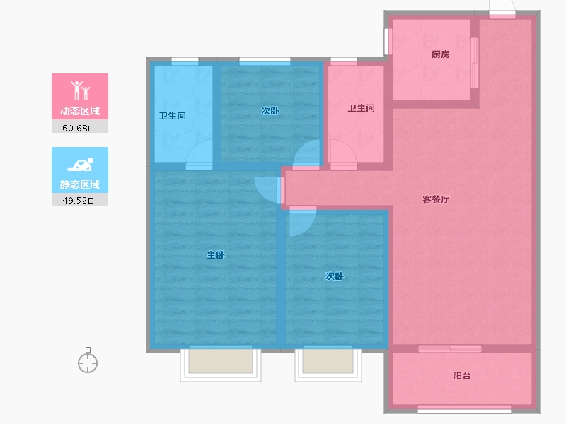 山西省-运城市-鑫洋中心城壹号院-97.87-户型库-动静分区