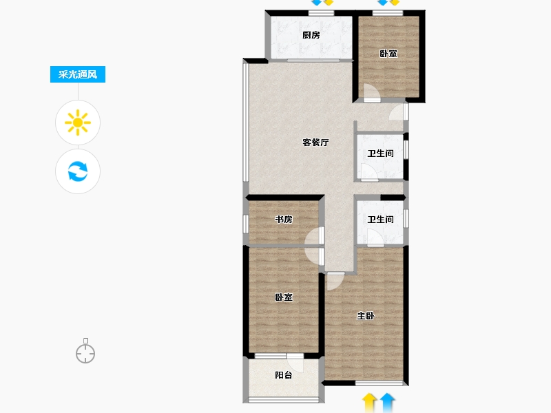 陕西省-渭南市-富力城-112.80-户型库-采光通风