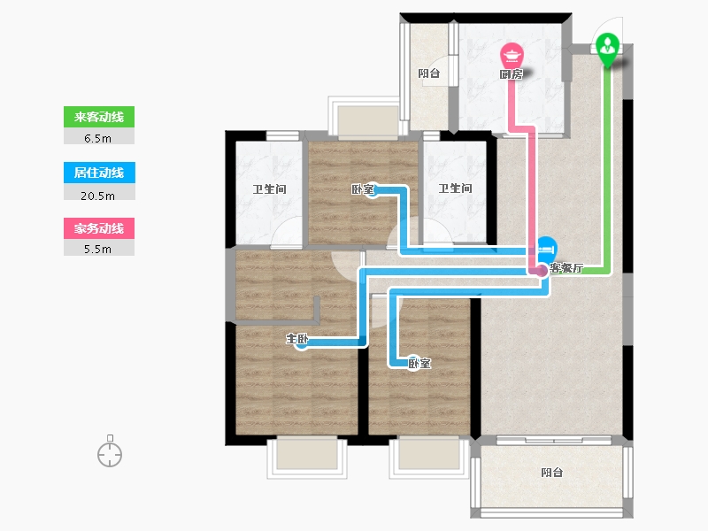 陕西省-渭南市-恒大珺睿府-84.49-户型库-动静线