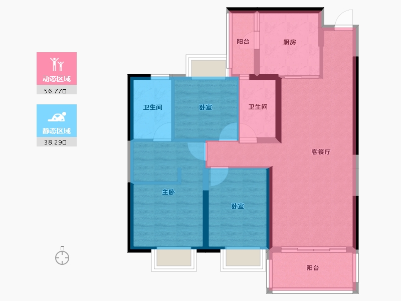 陕西省-渭南市-恒大珺睿府-84.49-户型库-动静分区