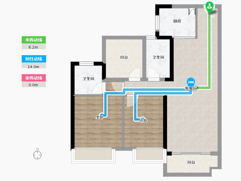 广东省-江门市-绿地公园城世家-75.85-户型库-动静线