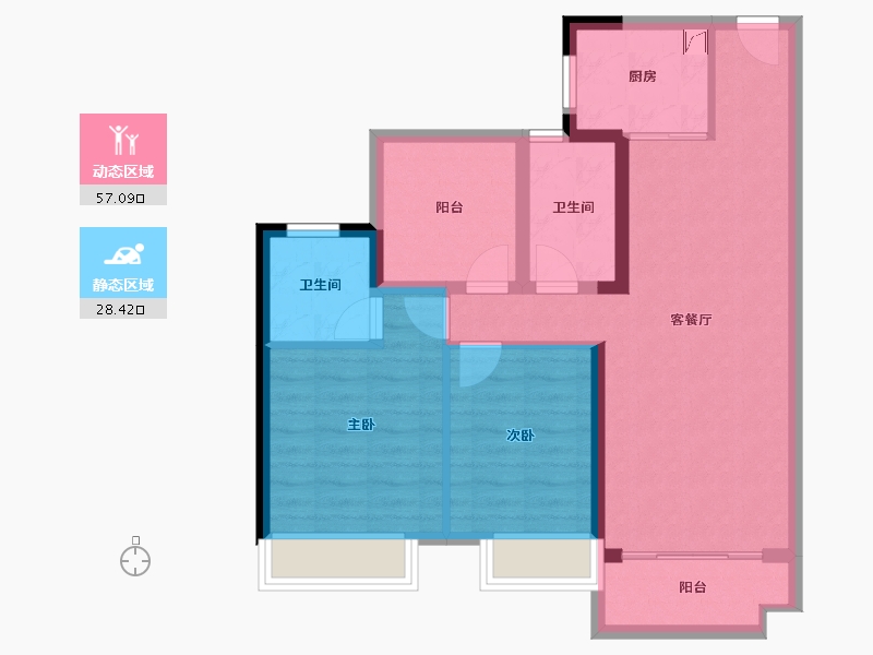 广东省-江门市-绿地公园城世家-75.85-户型库-动静分区