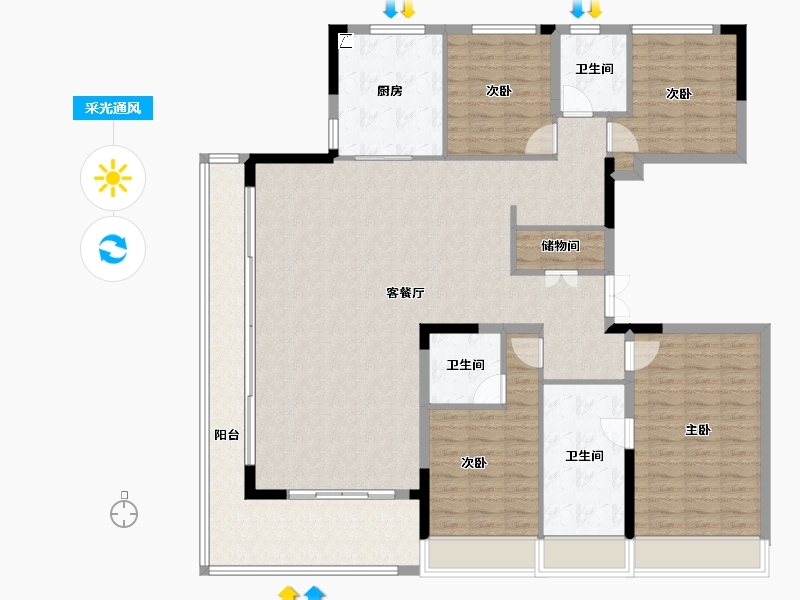 安徽省-芜湖市-融创北京路1號-157.56-户型库-采光通风