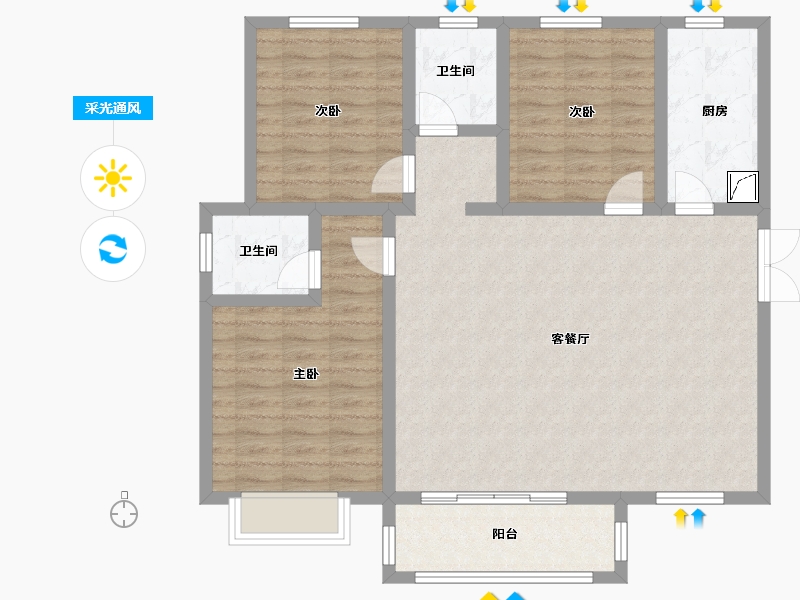 陕西省-咸阳市-城市之光-102.41-户型库-采光通风