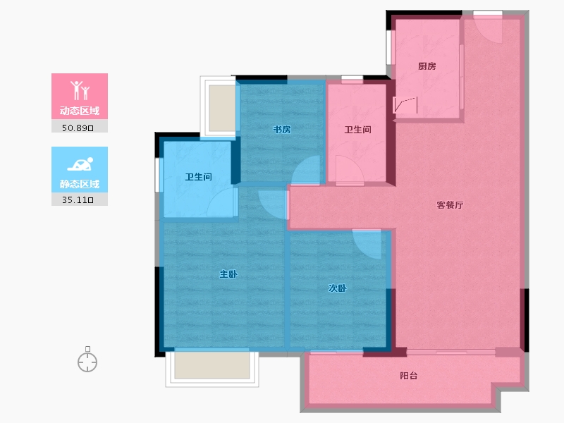 广东省-江门市-融创御府-76.94-户型库-动静分区