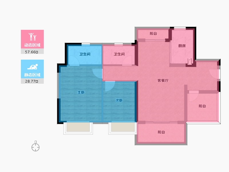 广东省-江门市-融创御府-76.64-户型库-动静分区