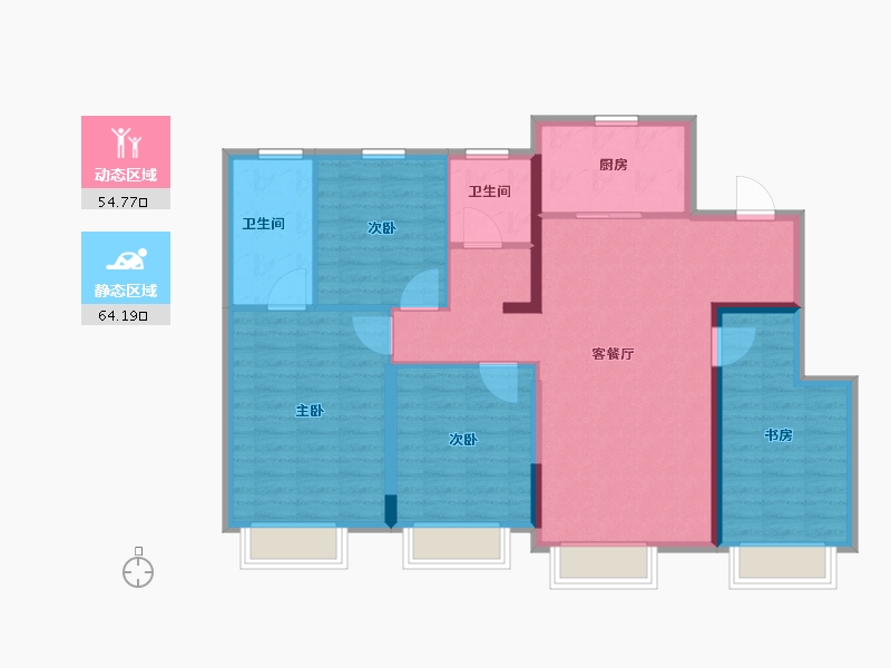 新疆维吾尔自治区-乌鲁木齐市-旭辉·燕来府-107.45-户型库-动静分区