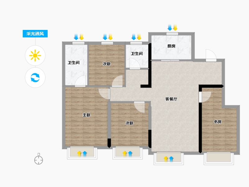 新疆维吾尔自治区-乌鲁木齐市-旭辉·燕来府-107.45-户型库-采光通风