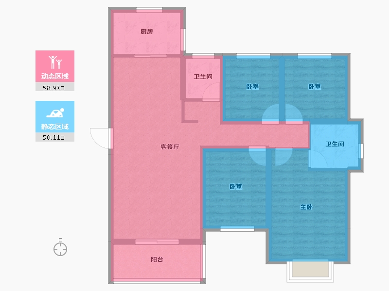 山西省-吕梁市-钰龙湾-96.88-户型库-动静分区