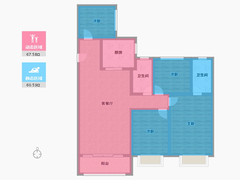 山西省-运城市-鑫洋中心城壹号院-114.47-户型库-动静分区