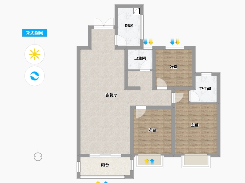 陕西省-咸阳市-城市之光-88.01-户型库-采光通风