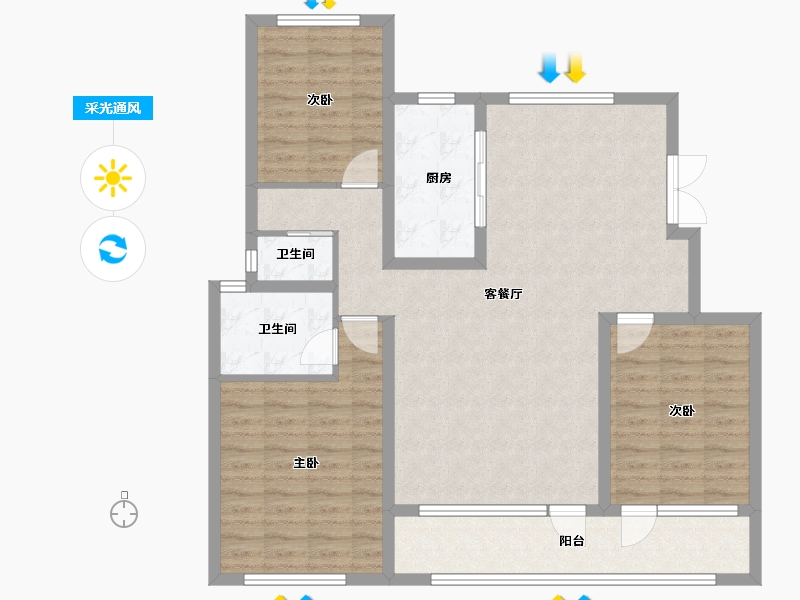 宁夏回族自治区-吴忠市-汇融城-105.58-户型库-采光通风