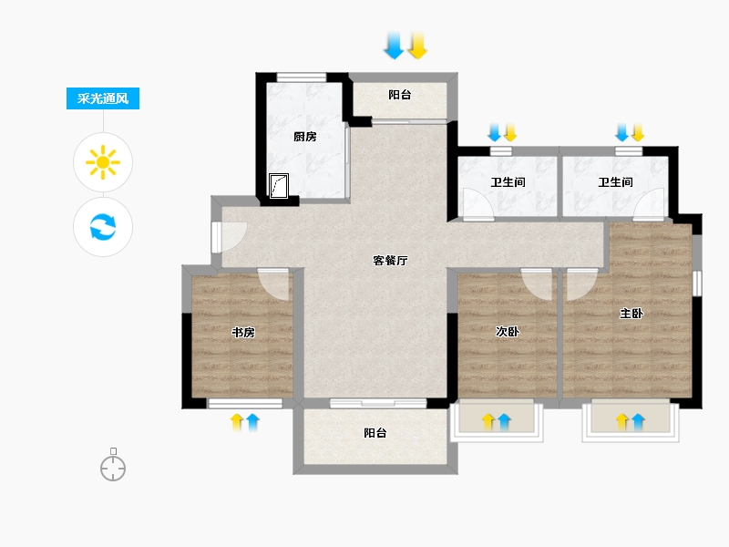 广东省-江门市-融创御府-82.24-户型库-采光通风