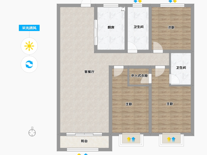 山西省-忻州市-尧阳梧桐园-103.41-户型库-采光通风