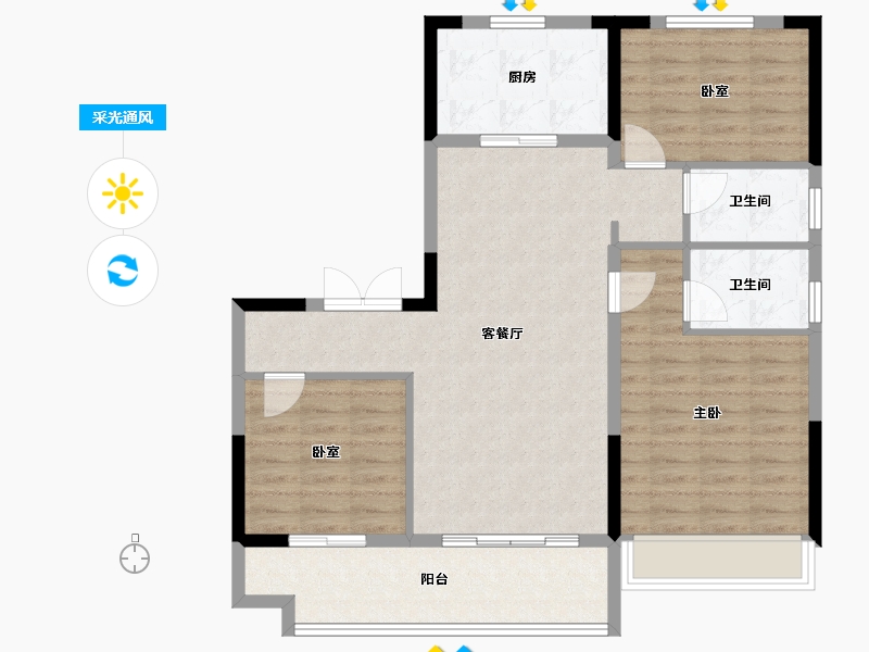 安徽省-蚌埠市-五河碧桂园-95.19-户型库-采光通风