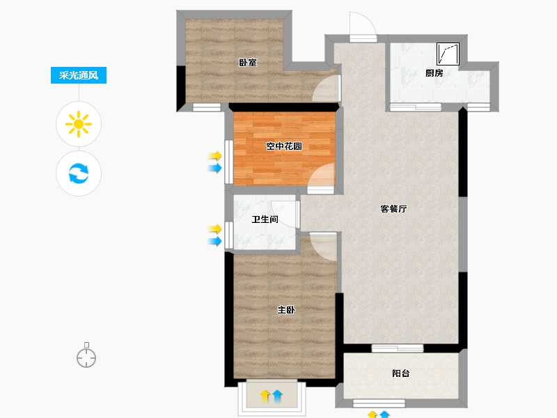 广东省-江门市-印象海伦湾-66.10-户型库-采光通风