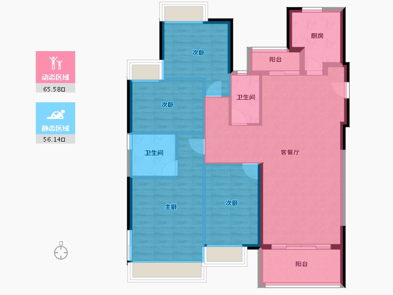 广东省-韶关市-乐昌富力尚悦居-110.60-户型库-动静分区